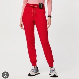 FIGS Women’s High Wasted Zamora Jogger Scrub Pants - Pop Red